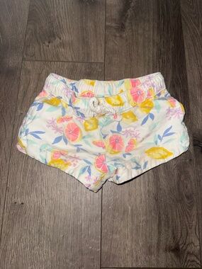 OshKosh B'gosh White Shorts with Pink & Yellow Citrus Print